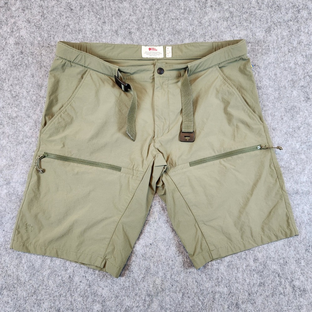 Fjallraven High Coast Hike Shorts Men 34 Green Lightweight Outdoor‎ Belted Gorp